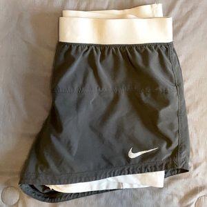 Women’s Nike Dri-Fit Shorts. Charcoal/ Silver Gray.
